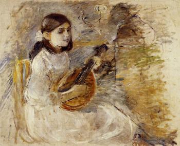Berthe Morisot : Girl Playing the Mandolin